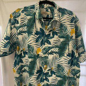 Tommy Bahama Men’s Konkan Jungle XL Hawaiian Shirt Green Yellow Tropical Button-